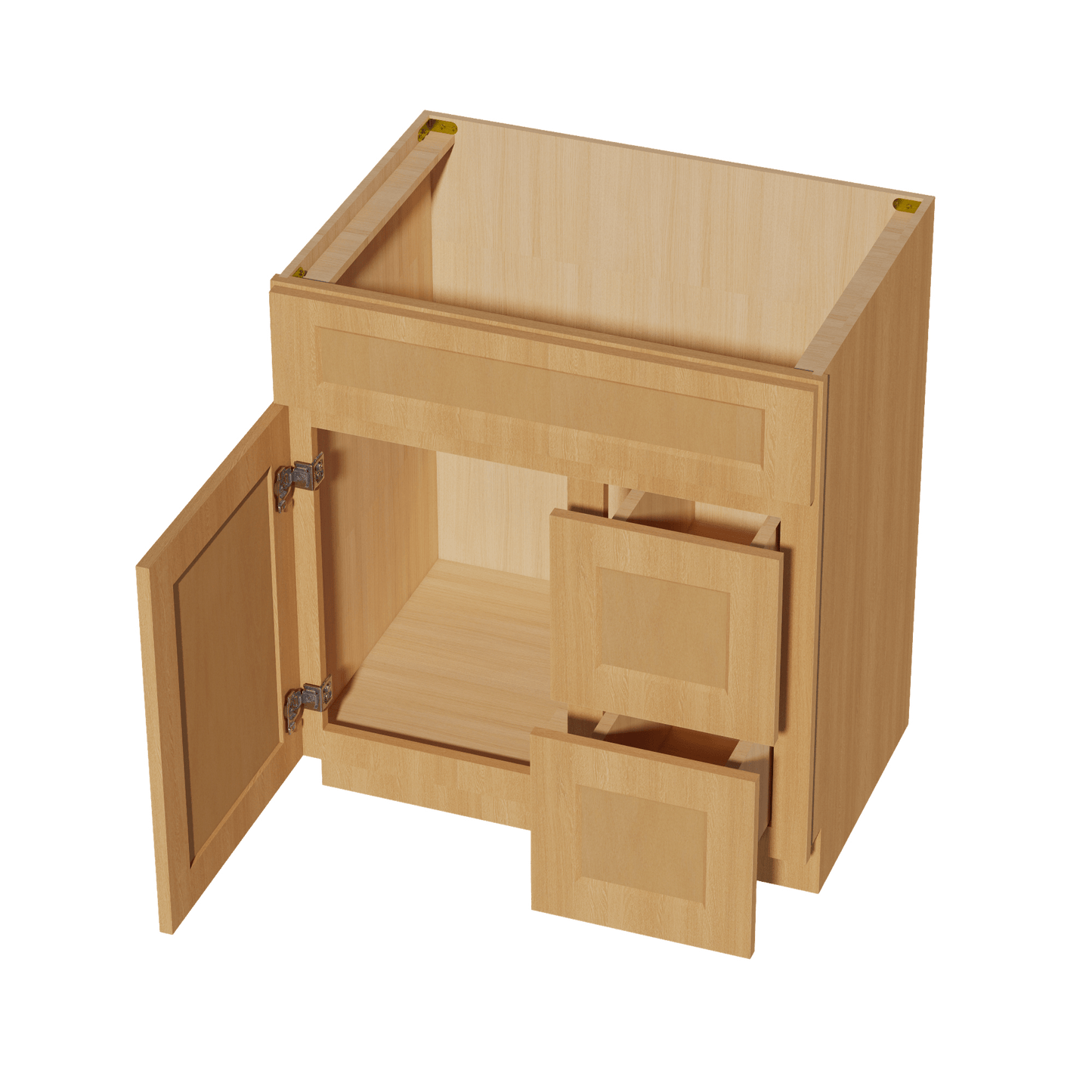 HT - VSD3021R: Timber Wood Shaker 30"W x 34 - 1/2"H x 21"D 1 Door & 2 Right Drawers Offset Vanity Sink Base Cabinets - NextCabinets