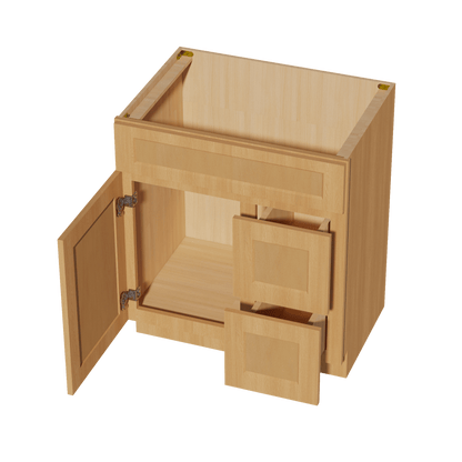 HT - VSD3021R: Timber Wood Shaker 30"W x 34 - 1/2"H x 21"D 1 Door & 2 Right Drawers Offset Vanity Sink Base Cabinets - NextCabinets