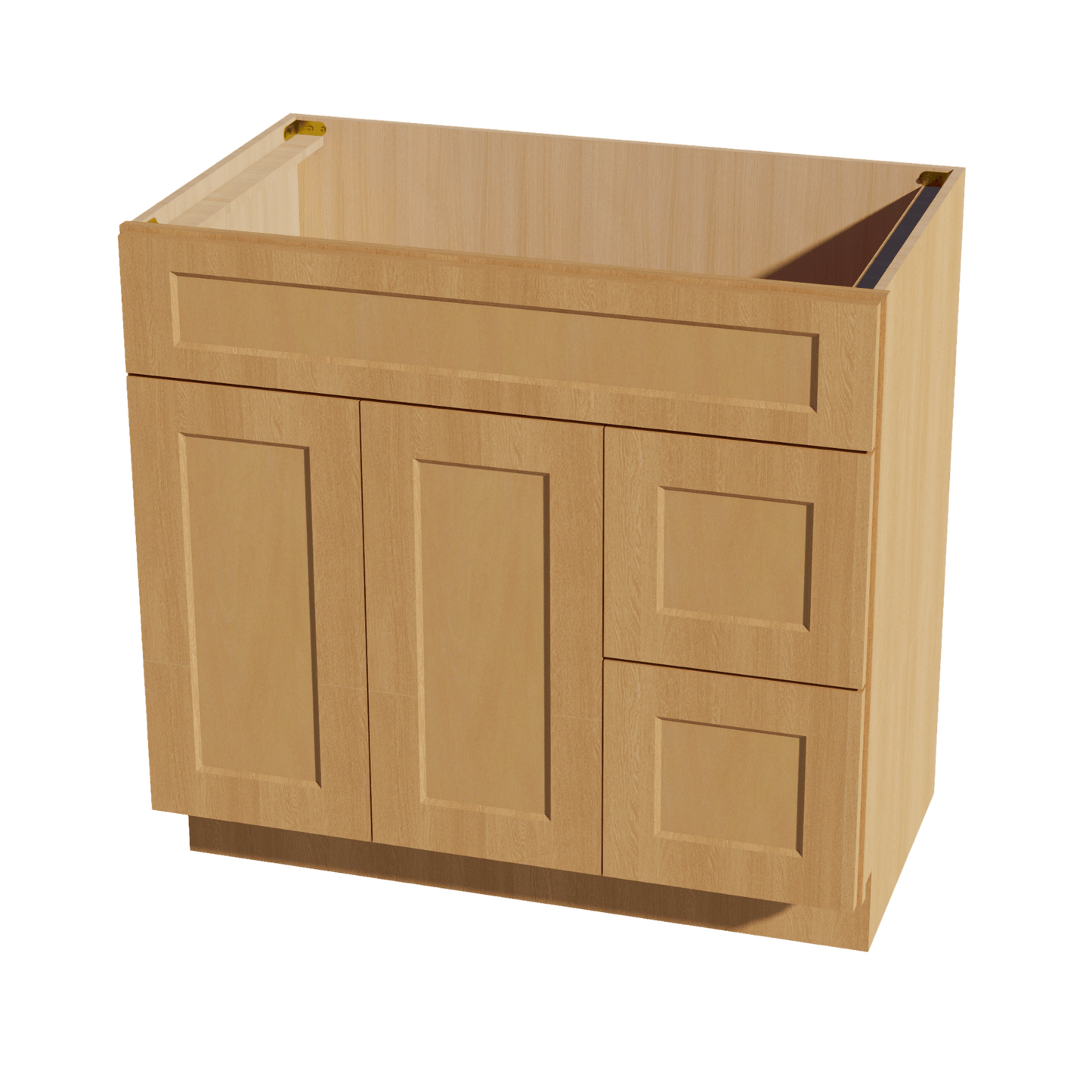 HT - VSD3621R: Timber Wood Shaker 36"W x 34 - 1/2"H x 21"D 2 Doors & 2 Right Drawers Offset Vanity Sink Base Cabinets - NextCabinets