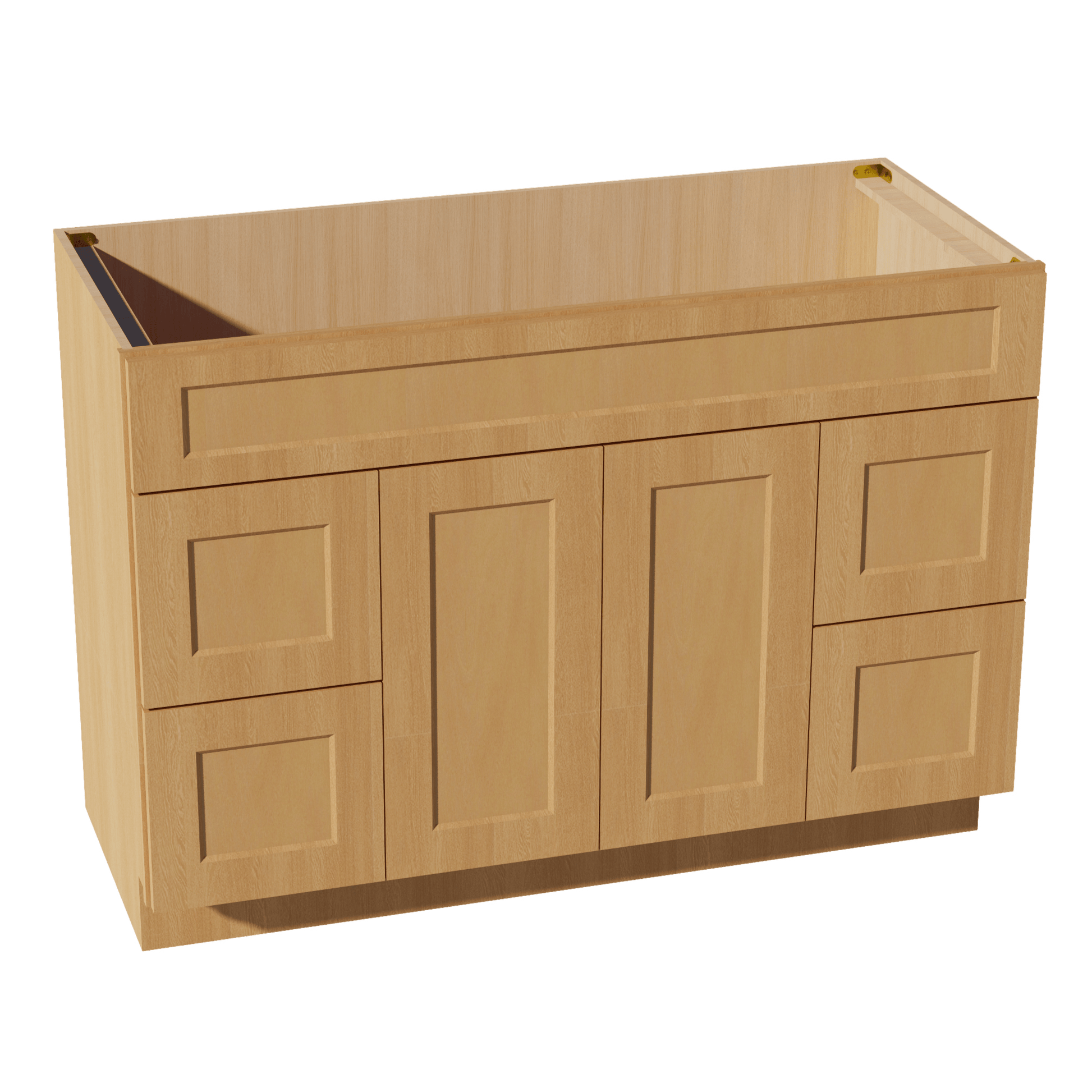 HT - VSD4821: Timber Wood Shaker 48"W x 34 - 1/2"H x 21"D 2 Doors, 4 Drawers & 1 False Drawer Centered Vanity Sink Base Cabinets - NextCabinets