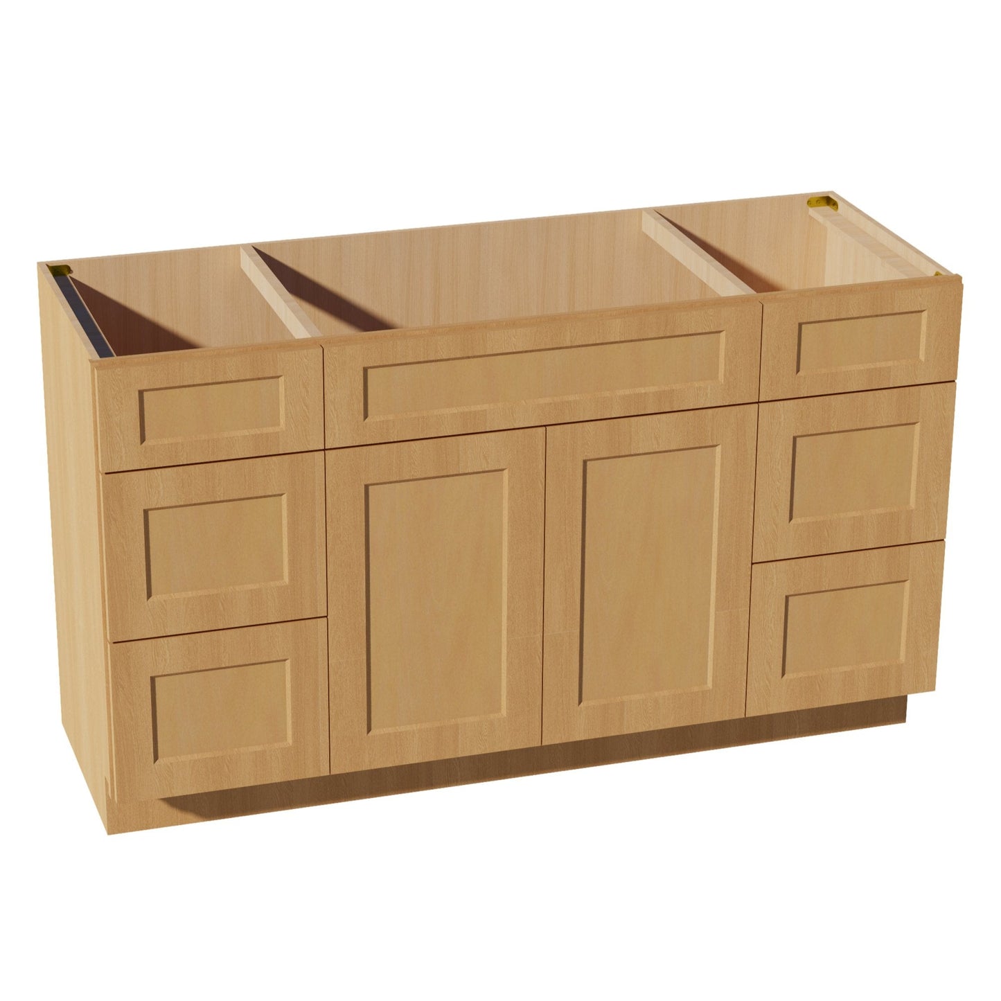 HT - VSD60SINGLE: Timber Wood Shaker 60"W x 34 - 1/2"H x 21"D 2 Doors, 6 Drawers & 1 False Drawer Single Sink Vanity Base Combo Cabinets - NextCabinets