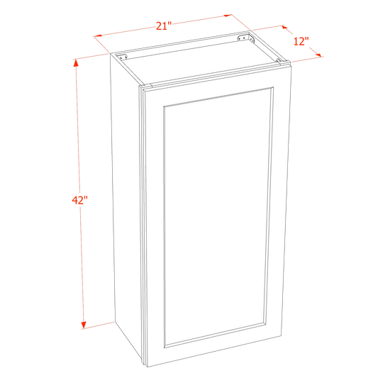 HT - W2142: Timber Wood Shaker 21"W x 42"H 1 Door & 3 Shelves Standard Wall Cabinet - NextCabinets