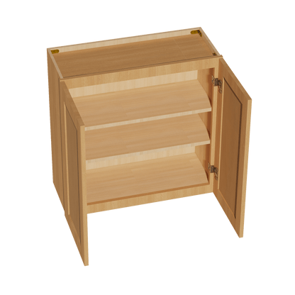 HT - W3030: Timber Wood Shaker 30"W x 30"H 2 Doors & 2 Shelves Standard Wall Cabinet - NextCabinets