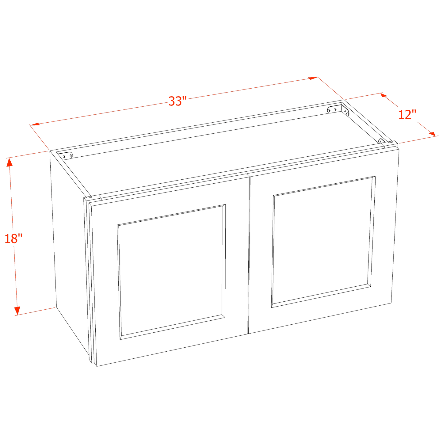 HT - W3318: Timber Wood Shaker 33"W x 18"H 2 Doors Standard Wall Bridge Cabinet - NextCabinets