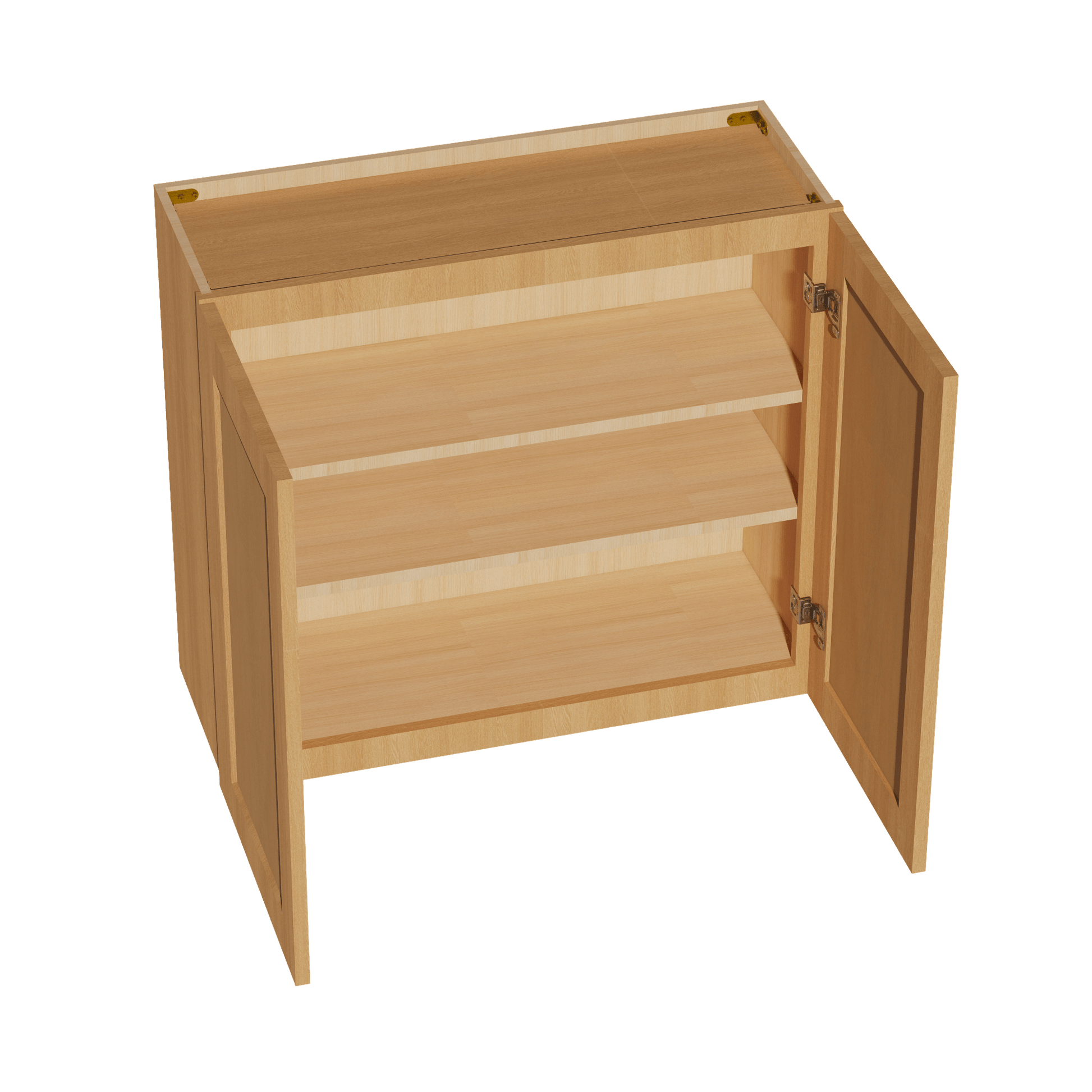 HT - W3330: Timber Wood Shaker 33"W x 30"H 2 Doors & 2 Shelves Standard Wall Cabinet - NextCabinets