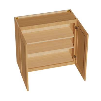 HT - W3330: Timber Wood Shaker 33"W x 30"H 2 Doors & 2 Shelves Standard Wall Cabinet - NextCabinets