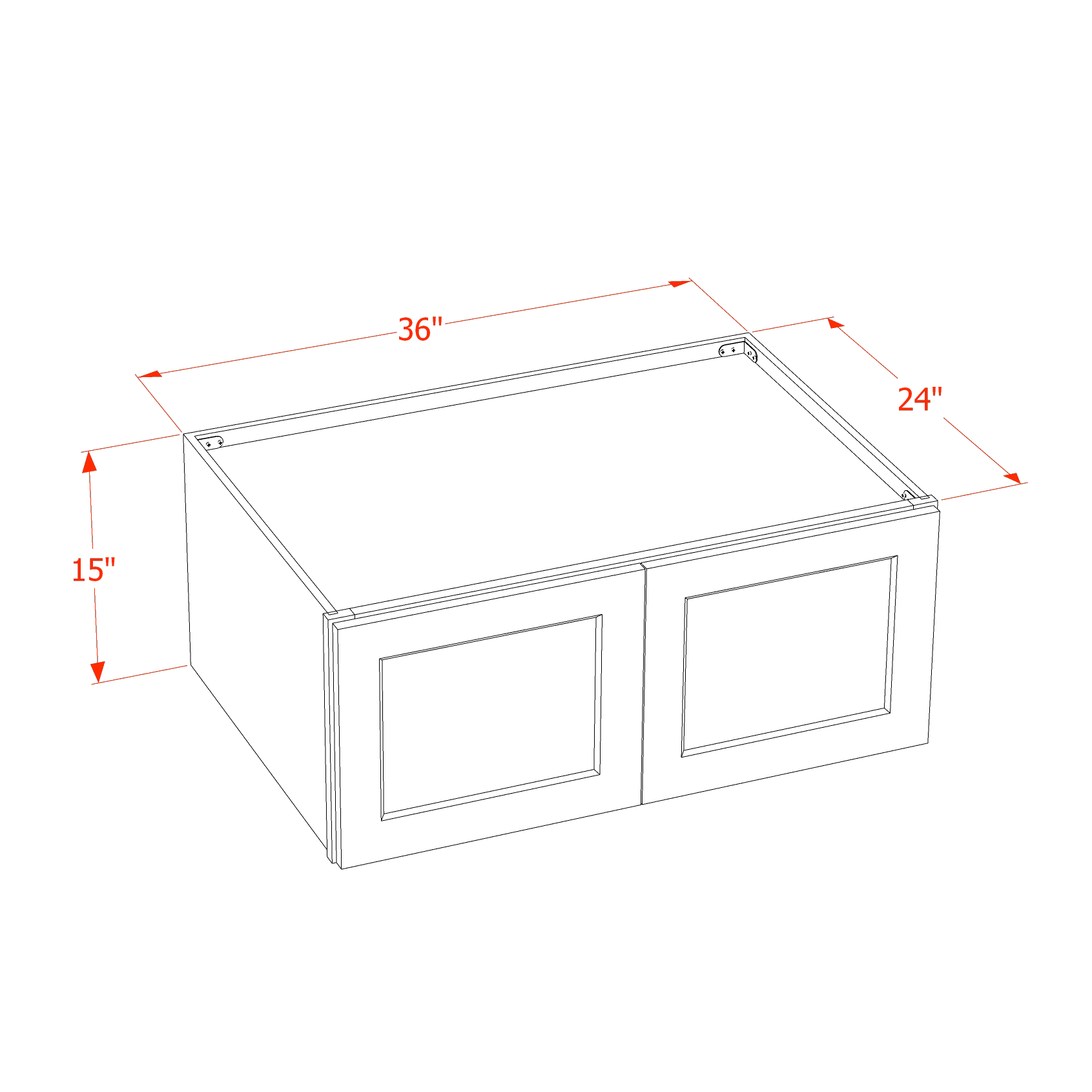 HT - W361524: Timber Wood Shaker 36"W x 15"H x 24"D 2 Doors Standard Bridge Wall Cabinet - NextCabinets