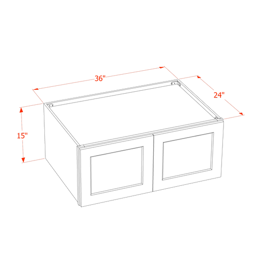 HT - W361524: Timber Wood Shaker 36"W x 15"H x 24"D 2 Doors Standard Bridge Wall Cabinet - NextCabinets