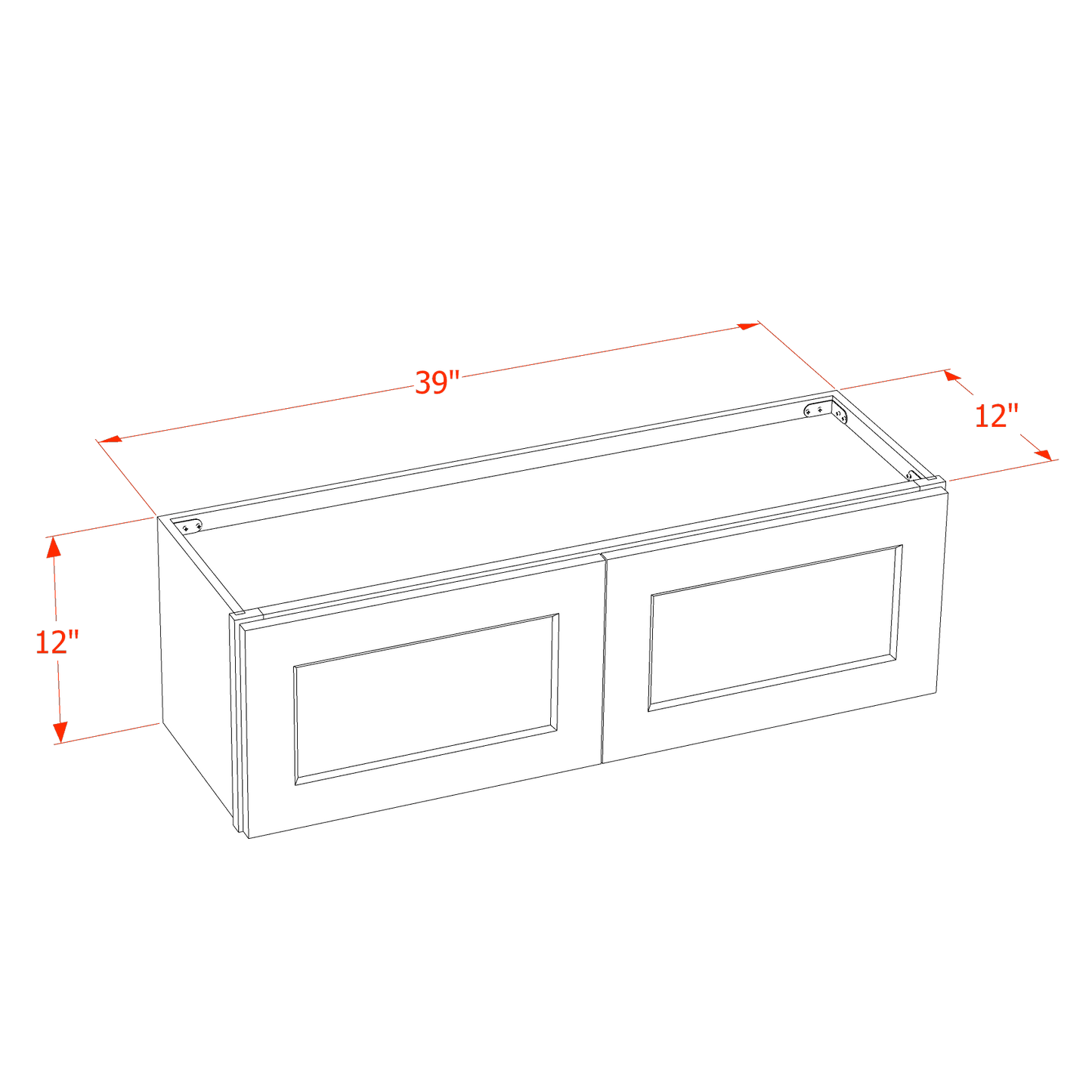 HT - W3912: Timber Wood Shaker 39"W x 12"H 2 Doors Standard Wall Bridge Cabinet - NextCabinets