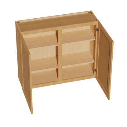 HT - W4236: Timber Wood Shaker 42"W x 36"H 2 Doors & 2 Shelves Standard Wall Cabinet - NextCabinets