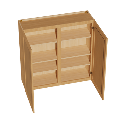 HT - W4242: Timber Wood Shaker 42"W x 42"H 2 Doors & 3 Shelves Standard Wall Cabinet - NextCabinets