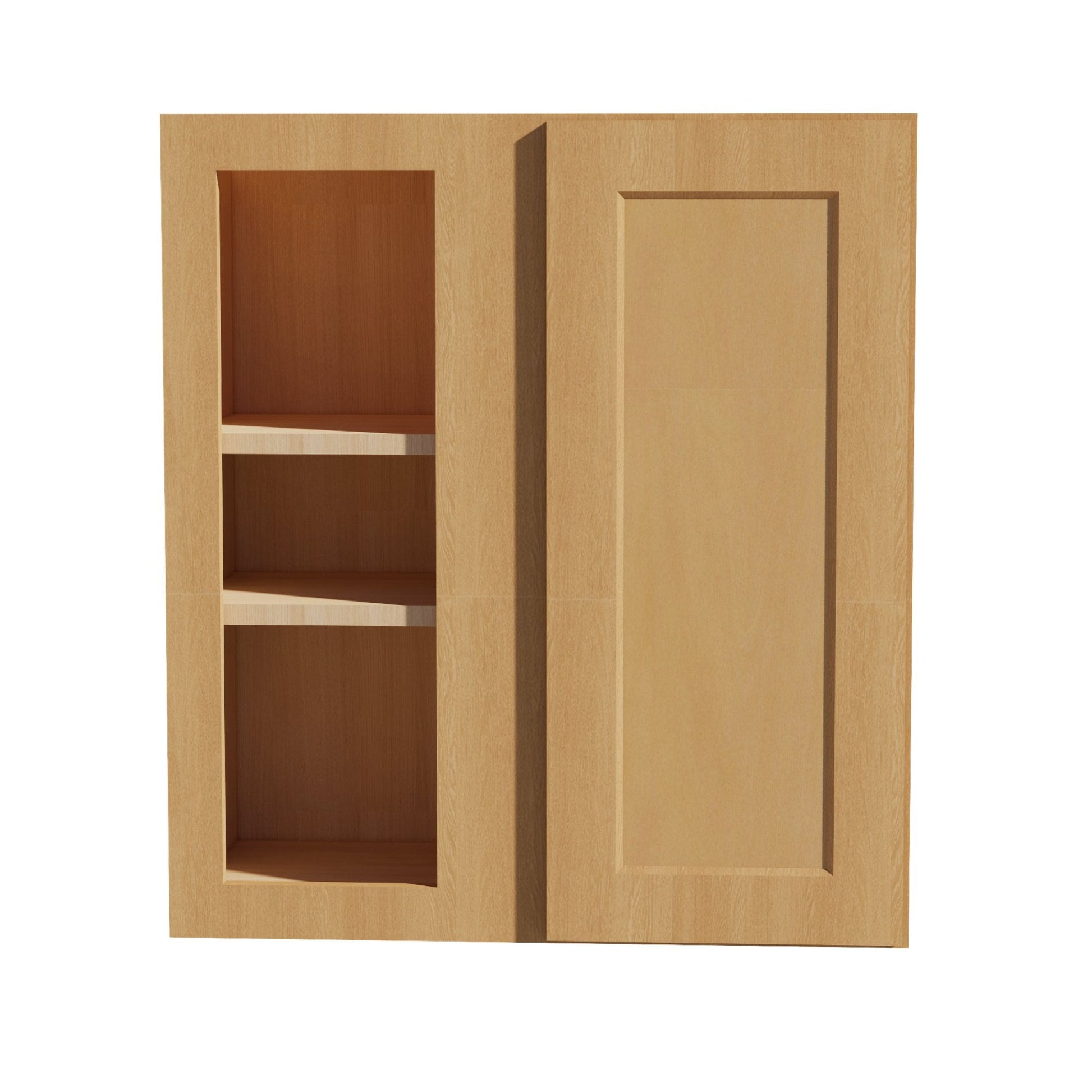 HT - WBC2730: Timber Wood Shaker 27"W x 30"H 1 Door & 2 Shelves Wall Blind Corner Cabinets - NextCabinets