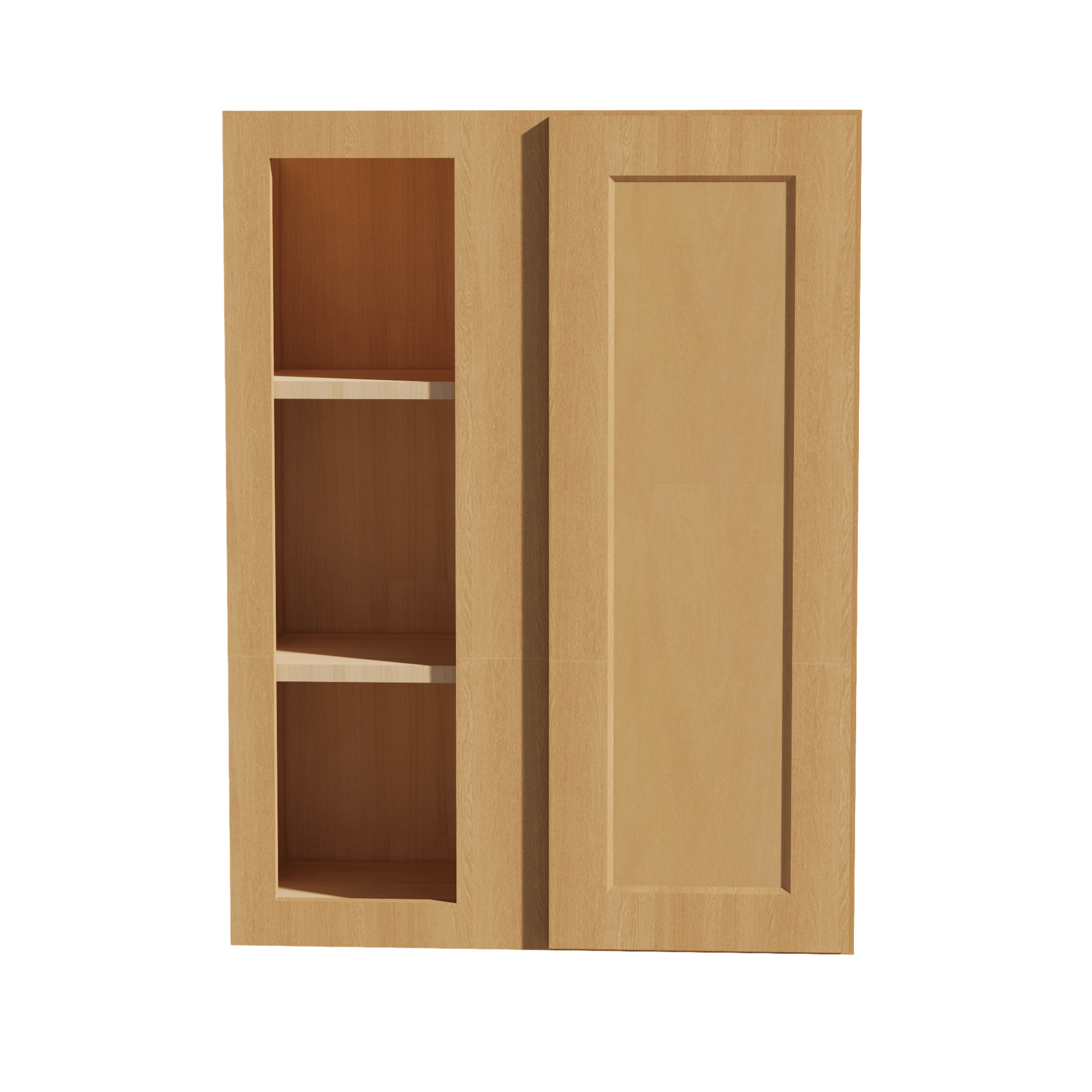 HT - WBC2736: Timber Wood Shaker 27"W x 36"H 1 Door & 2 Shelves Wall Blind Corner Cabinets - NextCabinets