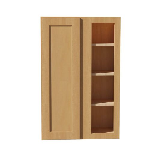 HT - WBC2742: Timber Wood Shaker 27"W x 42"H 1 Door & 2 Shelves Wall Blind Corner Cabinets - NextCabinets