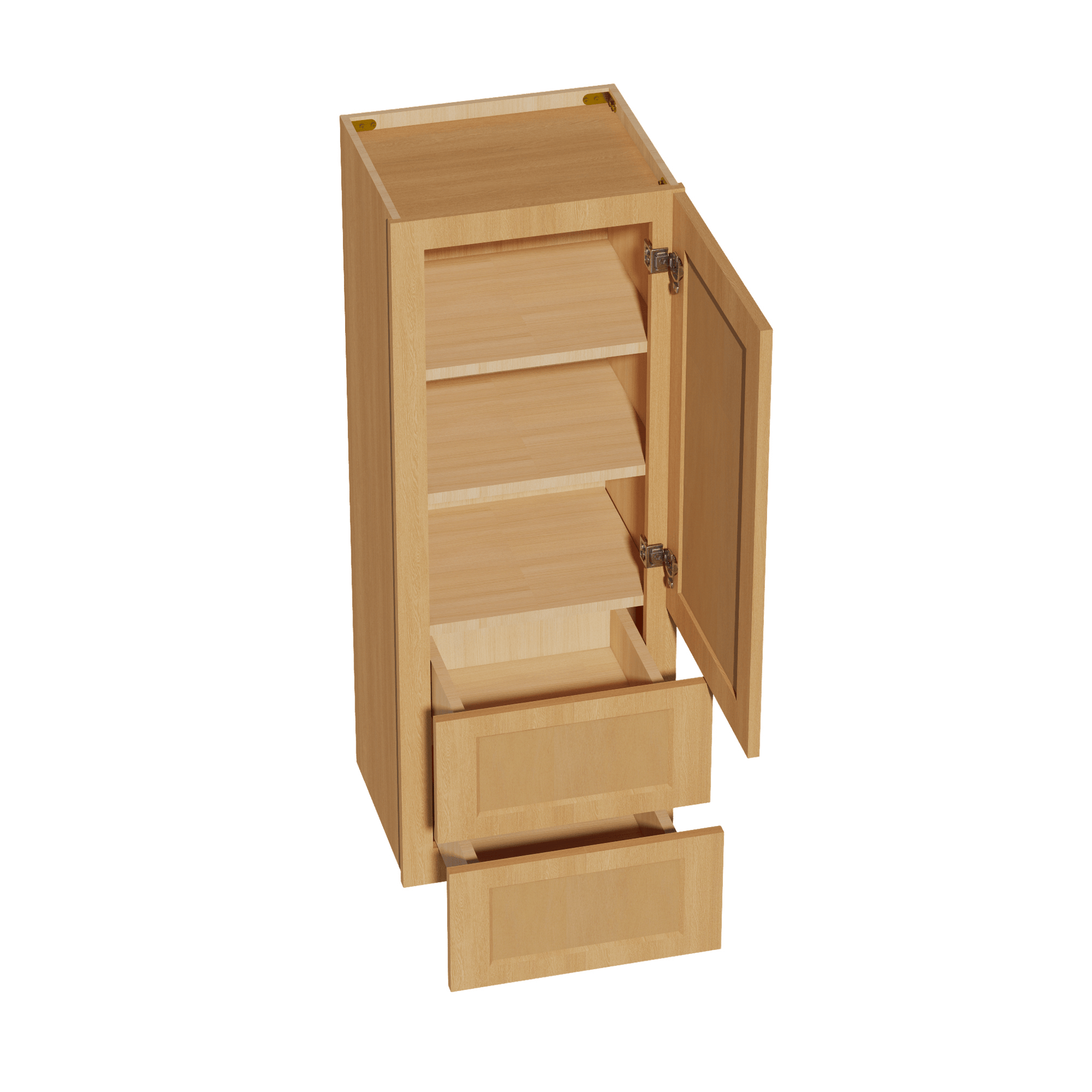 HT - WD1848: Timber Wood Shaker 18"W x 48"H 1 Door & 2 Drawers Special Wall Cabinet - NextCabinets