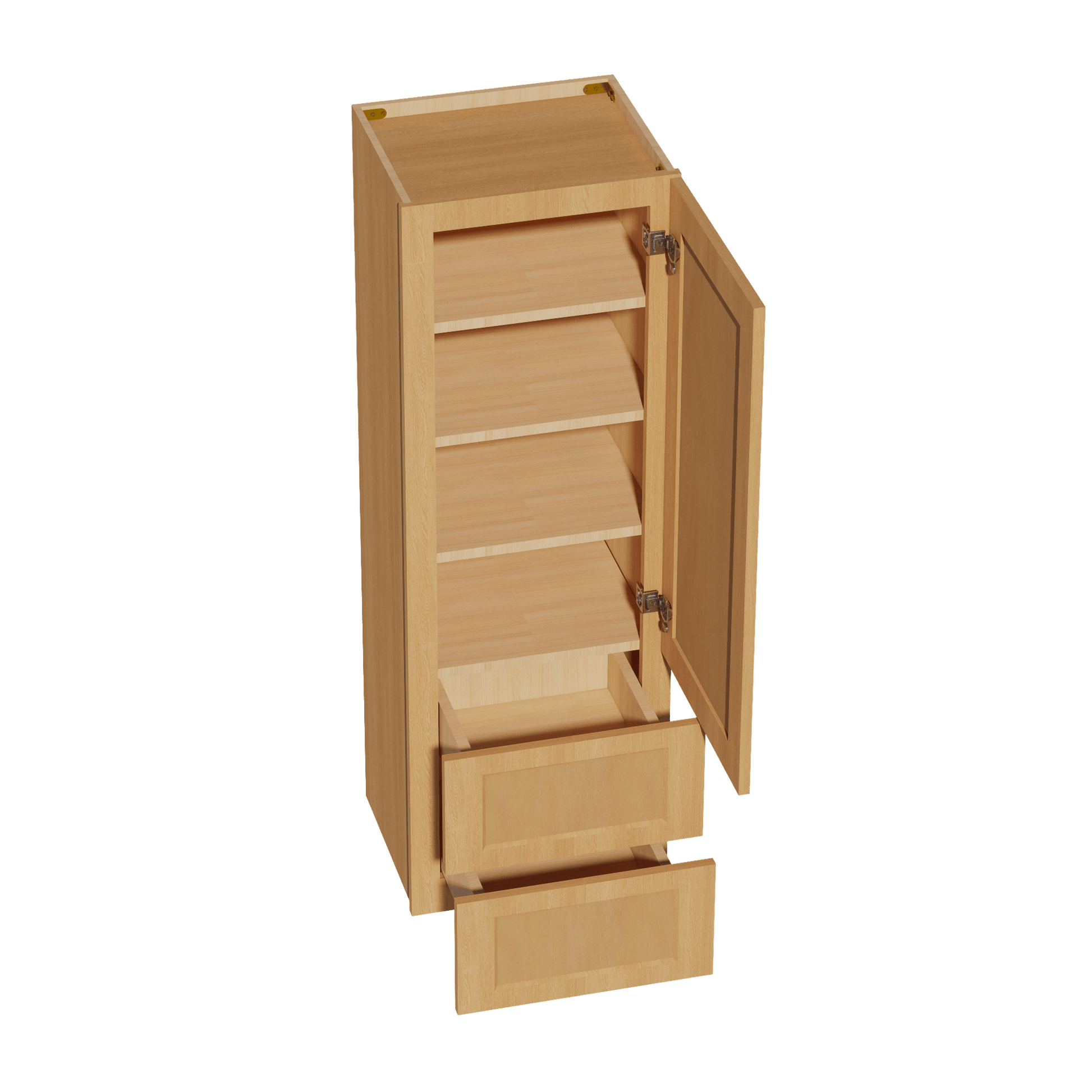 HT - WD1854: Timber Wood Shaker 18"W x 54"H 1 Door & 2 Drawers Special Wall Cabinet - NextCabinets