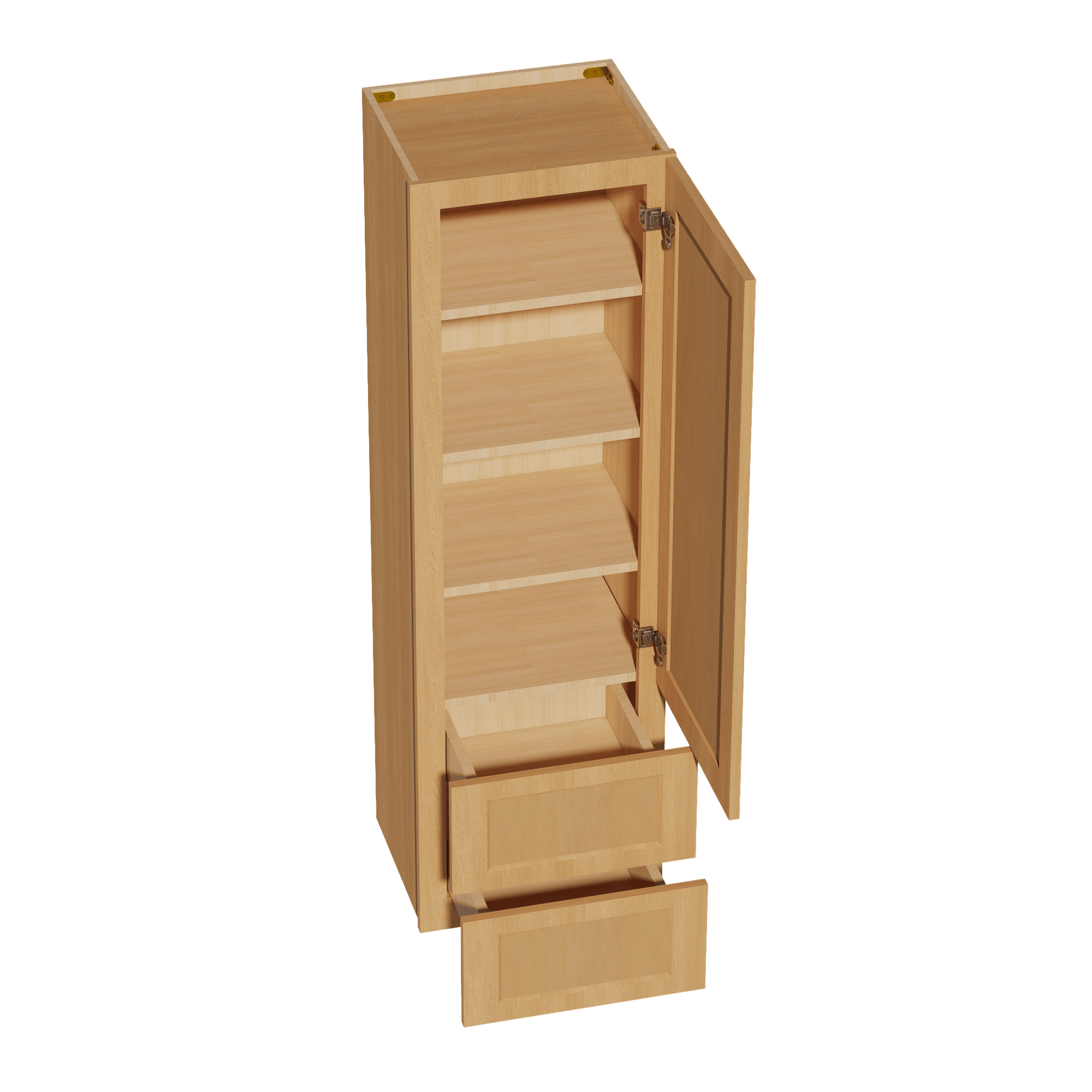 HT - WD1860: Timber Wood Shaker 18"W x 60"H 1 Door & 2 Drawers Special Wall Cabinet - NextCabinets