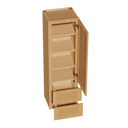 HT - WD1860: Timber Wood Shaker 18"W x 60"H 1 Door & 2 Drawers Special Wall Cabinet - NextCabinets