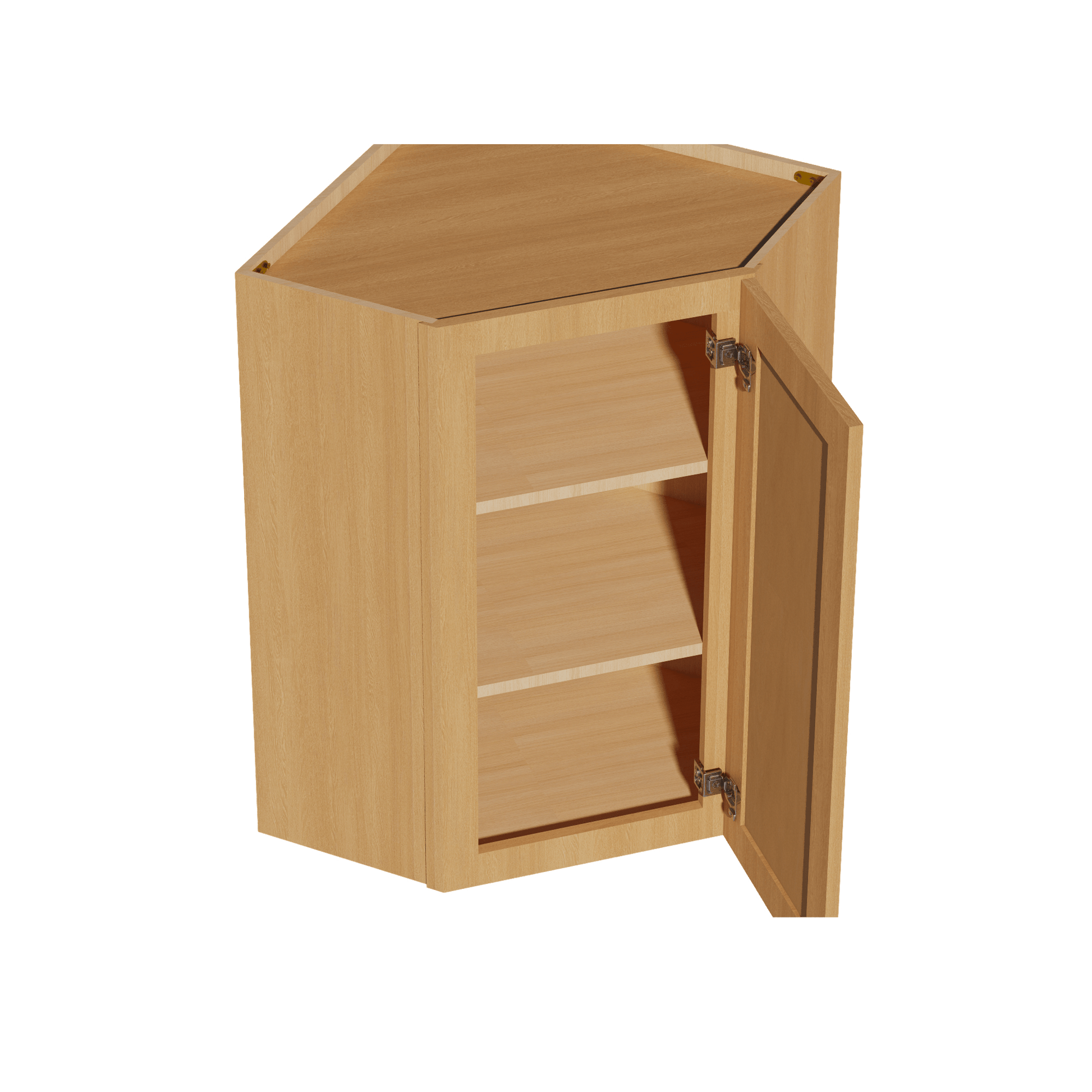 HT - WDC2436: Timber Wood Shaker 24"W x 36"H 1 Door & 2 Shelves Diagonal Wall Corner Cabinet - NextCabinets