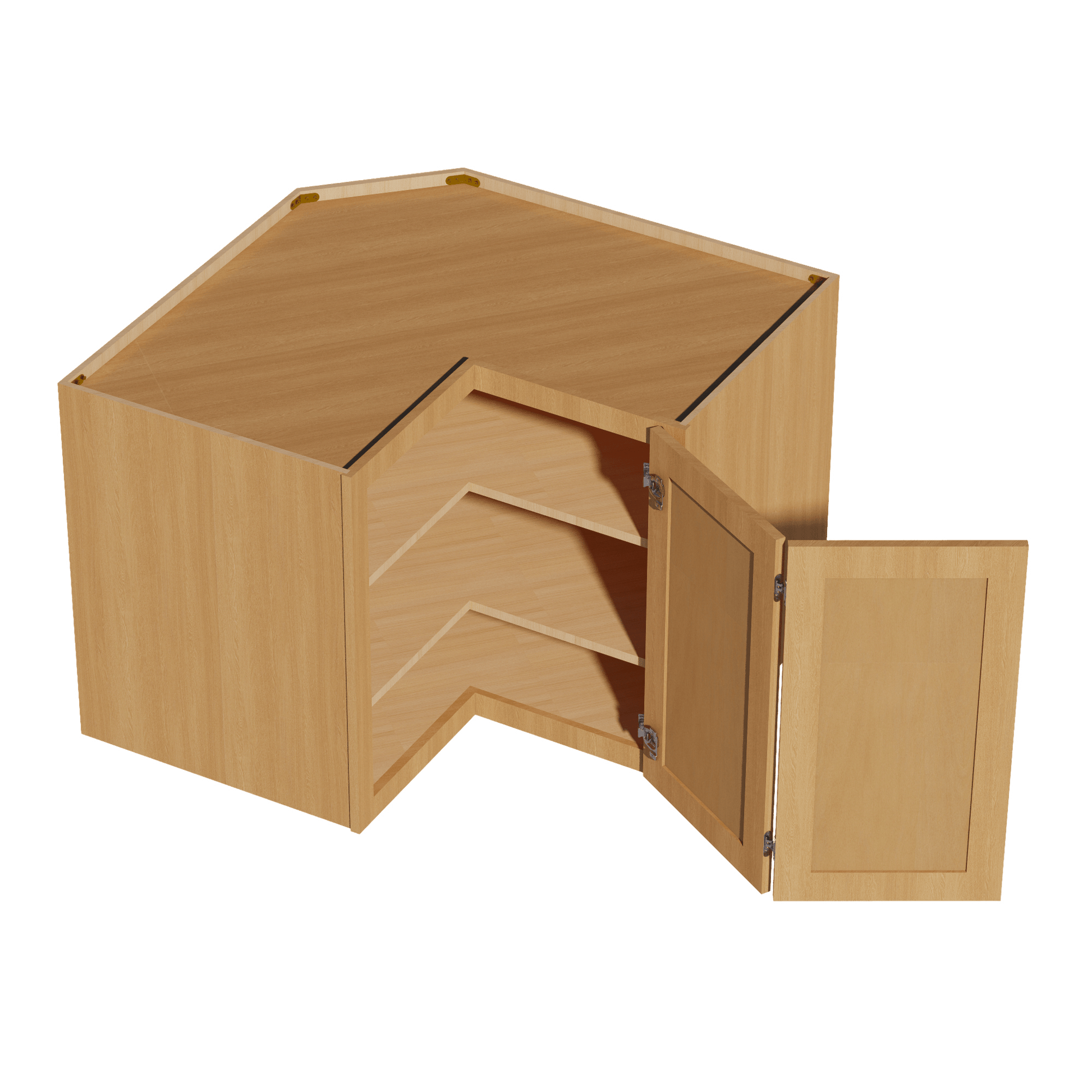 HT - WPC2430: Timber Wood Shaker 24"W x 30"H 1 Door & 2 Shelves Pie Cut Wall Corner Cabinet - NextCabinets