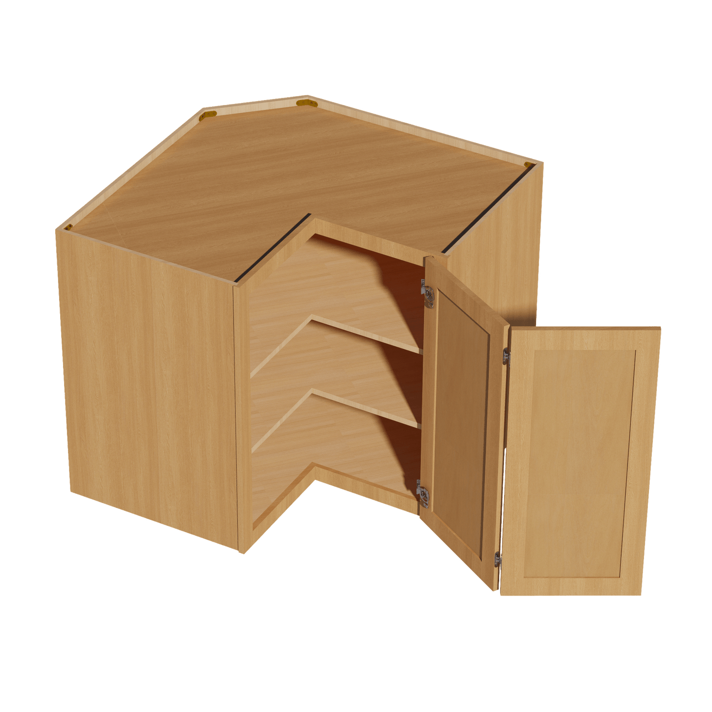 HT - WPC2436: Timber Wood Shaker 24"W x 36"H 1 Door & 2 Shelves Pie Cut Wall Corner Cabinet - NextCabinets