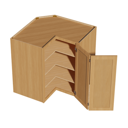 HT - WPC2442: Timber Wood Shaker 24"W x 42"H 1 Door & 3 Shelves Pie Cut Wall Corner Cabinet - NextCabinets