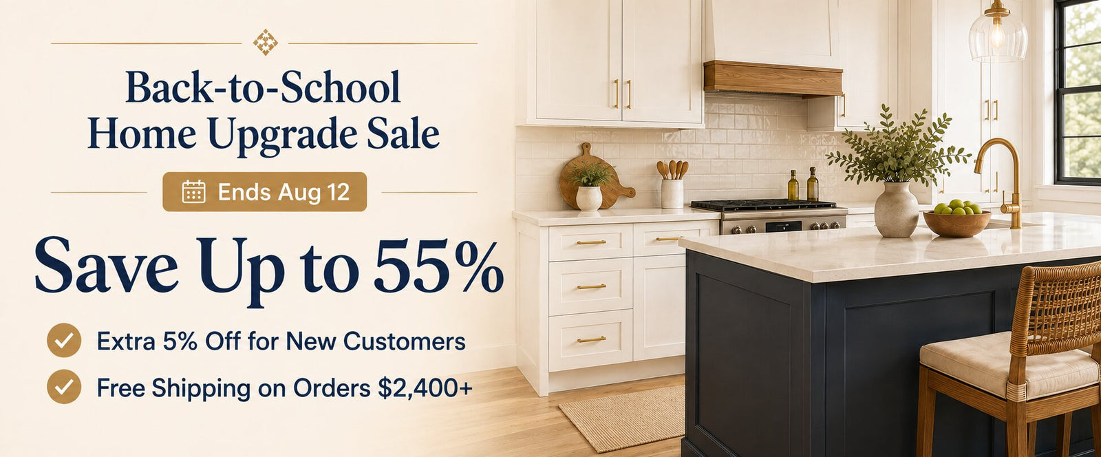 Modern RTA kitchen cabinets and bathroom vanities with free design service and up to 55% discount in the US