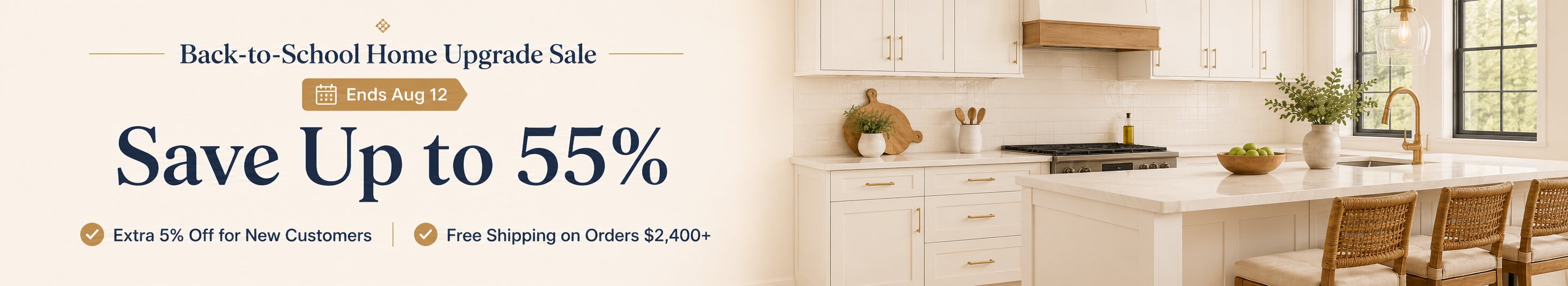 Modern RTA kitchen cabinets and bathroom vanities with free design service and up to 55% discount in the US