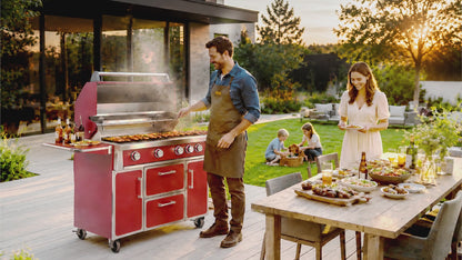 Maroon - 49'' Premium 304 Stainless Steel Outdoor Natural Gas Grill | 99000 BTU 4 Burners + Infrared Rear Burner