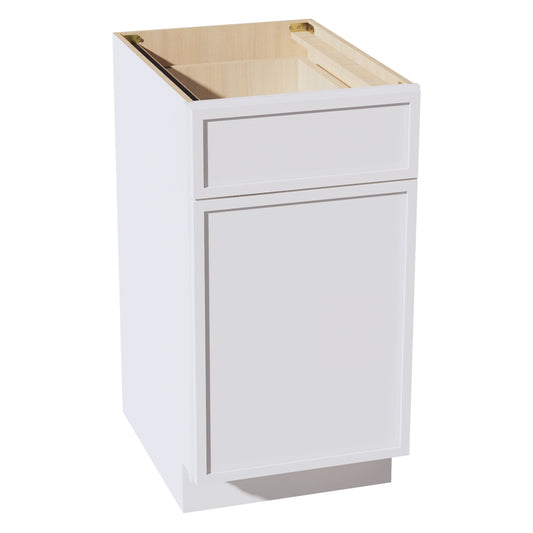 SF - B18: Frost White Slim Shaker 18" 1 Drawer 1 Door Standard Base Cabinet - NextCabinets