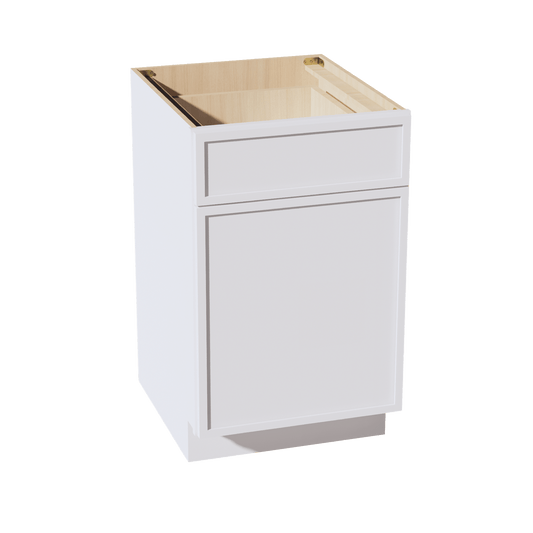 SF - B21: Frost White Slim Shaker 21" 1 Drawer 1 Door Standard Base Cabinet - NextCabinets