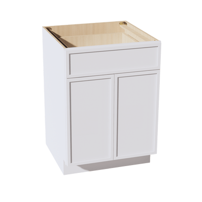 SF - B24: Frost White Slim Shaker 24" 1 Drawer 2 Doors Standard Base Cabinet - NextCabinets