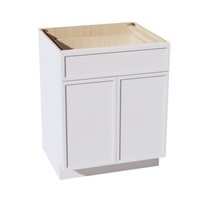 SF - B27: Frost White Slim Shaker 27" 1 Drawer 2 Doors Standard Base Cabinet - NextCabinets