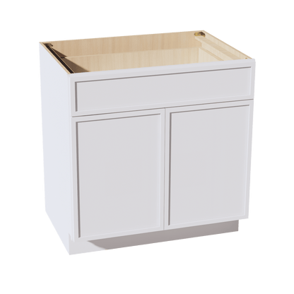 SF - B33: Frost White Slim Shaker 33" 1 Drawer 2 Doors Standard Base Cabinet - NextCabinets