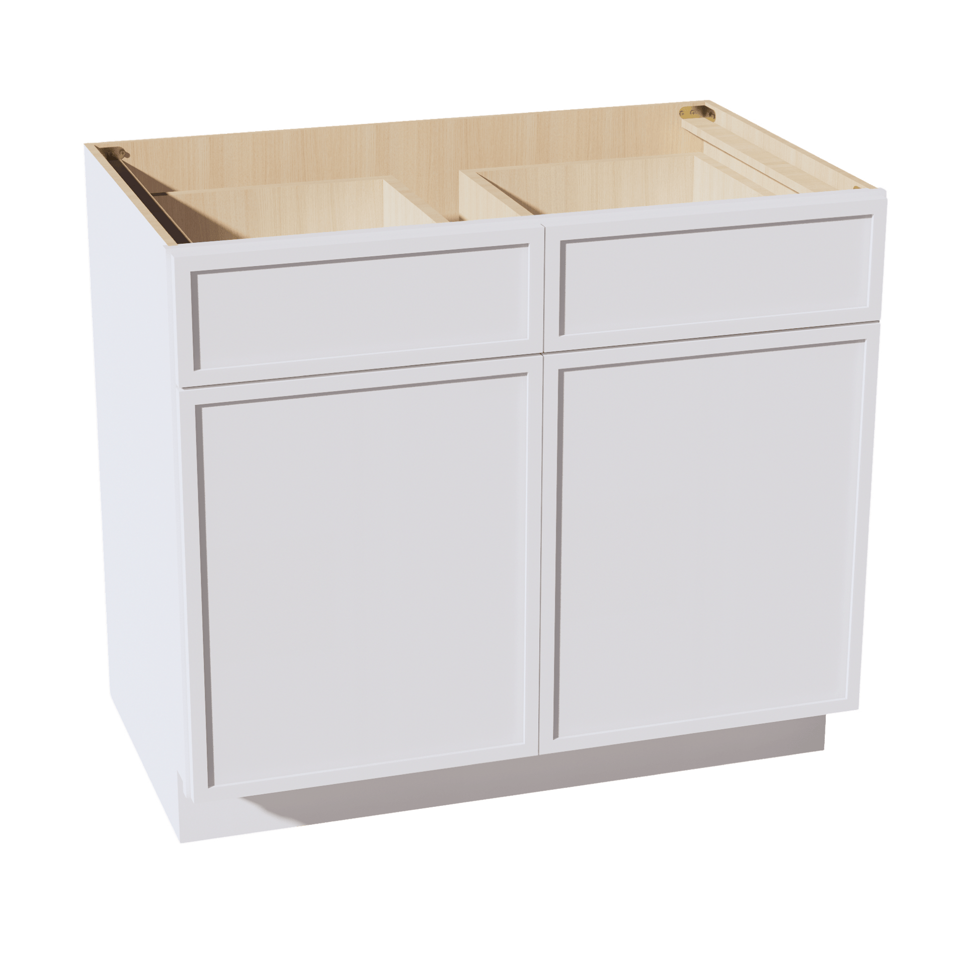 SF - B39: Frost White Slim Shaker 39" 2 Drawers 2 Doors Standard Base Cabinet - NextCabinets