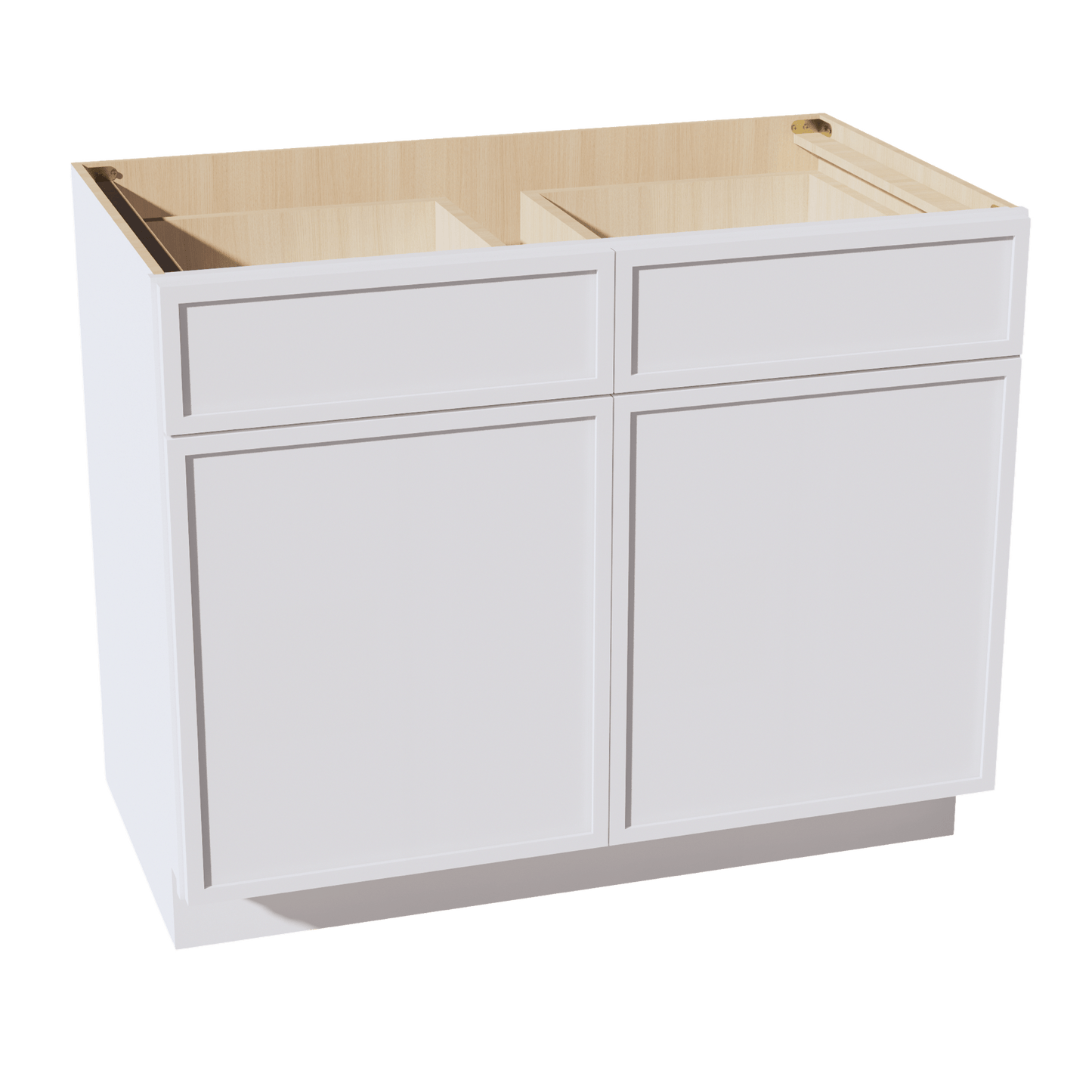 SF - B42: Frost White Slim Shaker 42" 2 Drawers 2 Doors Standard Base Cabinet - NextCabinets