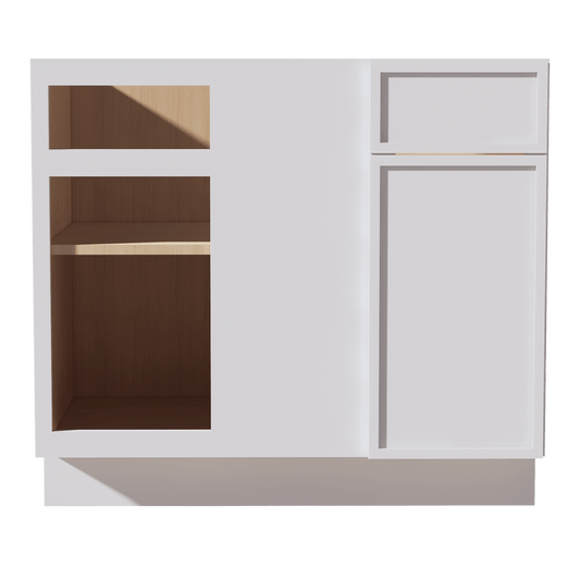 SF - BBC39/42: Frost White Slim Shaker 39" 1 Door - 1 Drawer Blind Corner Base Cabinet - NextCabinets