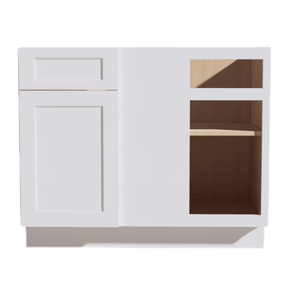 SF - BBC42/45: Frost White Slim Shaker 42" 1 Door - 1 Drawer Blind Corner Base Cabinets - NextCabinets