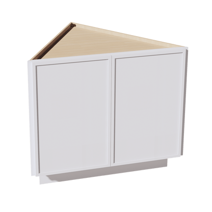 SF - BEC24: Frost White Slim Shaker 24" 2 Full Height Door Angled End Base Cabinets - NextCabinets