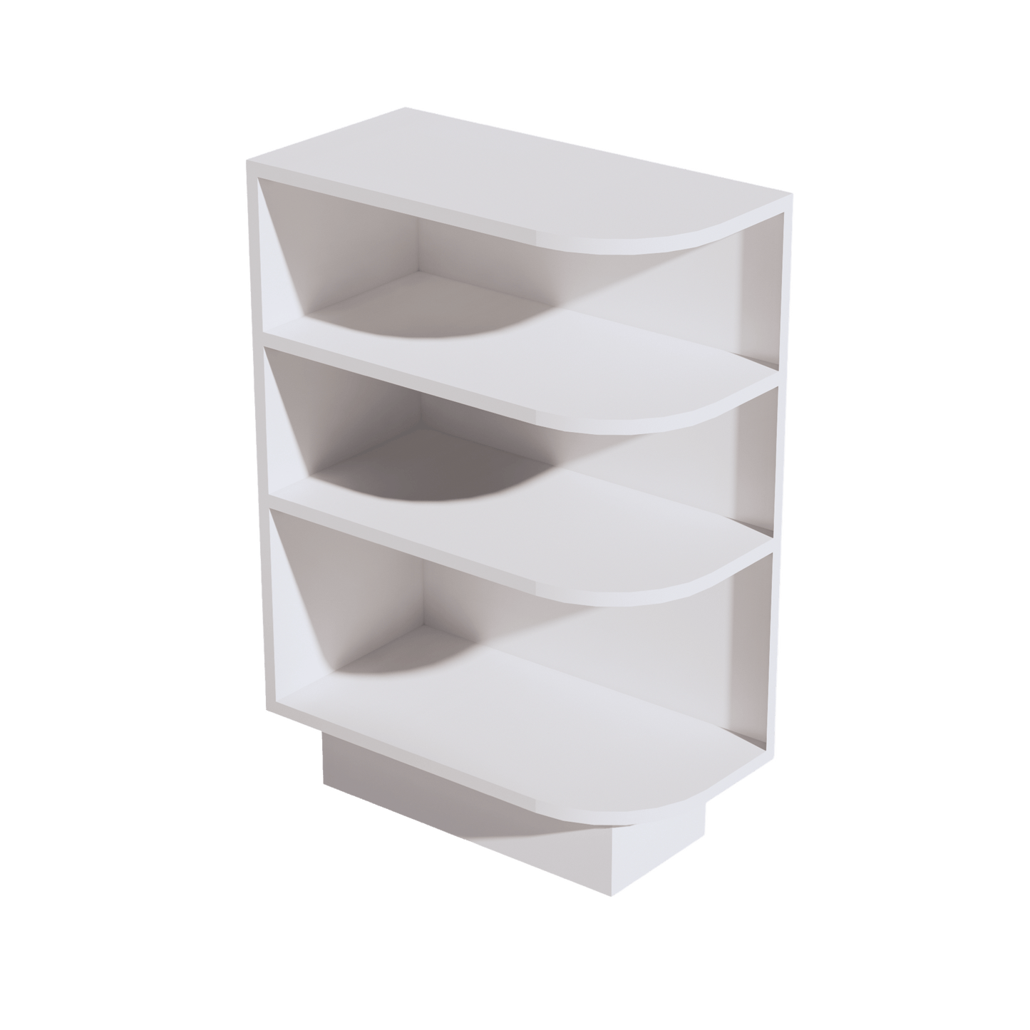 SF - BES12L: Frost White Slim Shaker 12" 4 Shelves End Shelf Corner Base Cabinets (Left Open) - NextCabinets