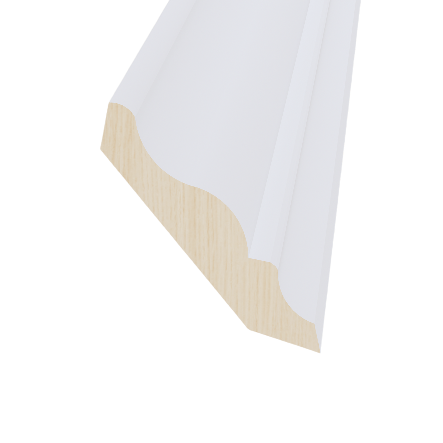 SF - CM6: Frost White Slim Shaker 96"W x 3 - 1/2"H x 2 - 1/2"D Crown Molding - NextCabinets