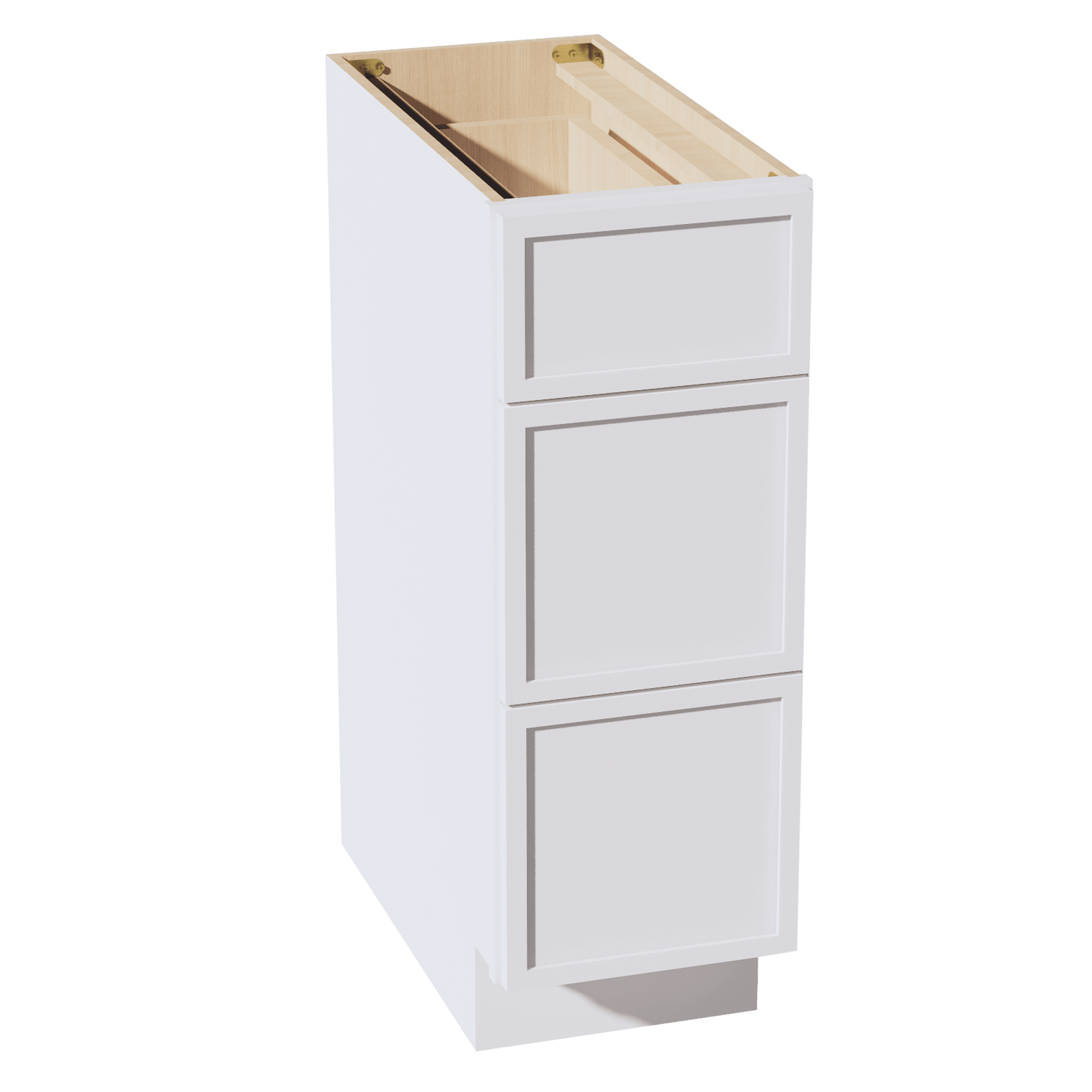 SF - DB12: Frost White Slim Shaker 12" 3 Drawers Base Cabinet - NextCabinets