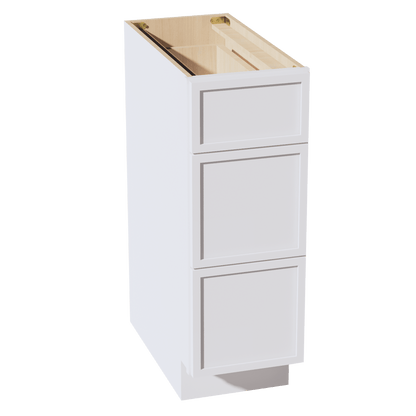 SF - DB12: Frost White Slim Shaker 12" 3 Drawers Base Cabinet - NextCabinets