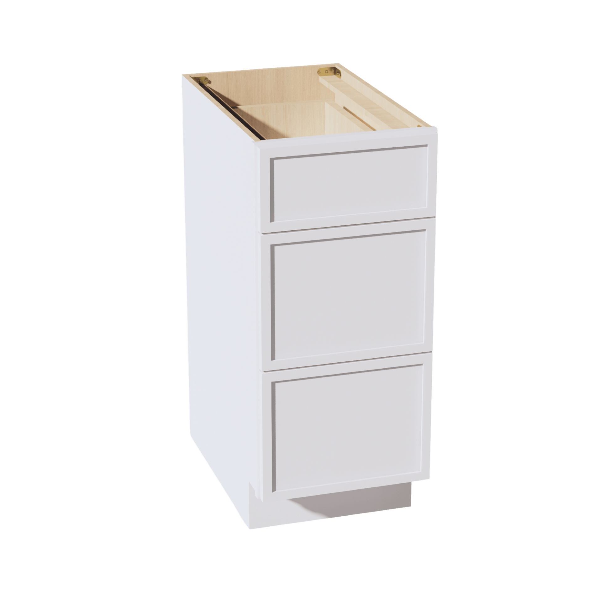 SF - DB15: Frost White Slim Shaker 15" 3 Drawers Base Cabinet - NextCabinets