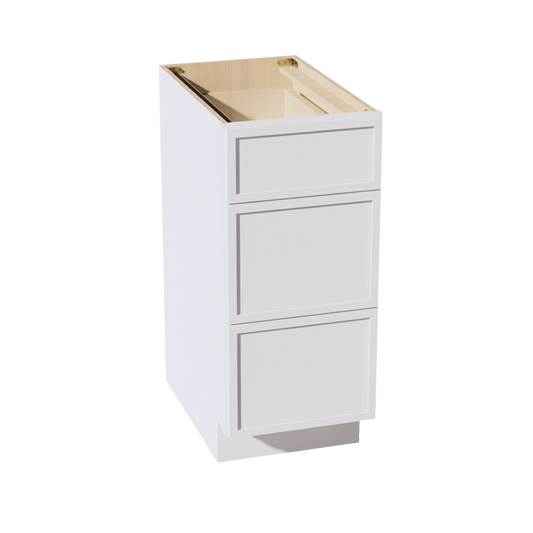 SF - DB15: Frost White Slim Shaker 15" 3 Drawers Base Cabinet - NextCabinets