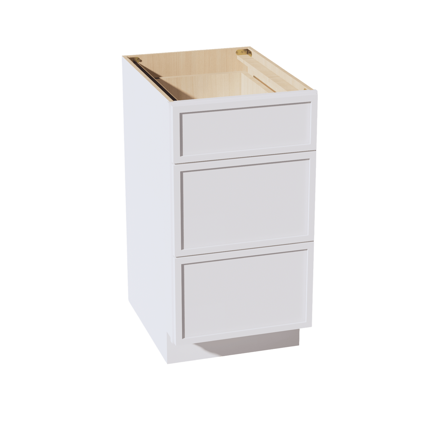 SF - DB18: Frost White Slim Shaker 18" 3 Drawers Base Cabinet - NextCabinets