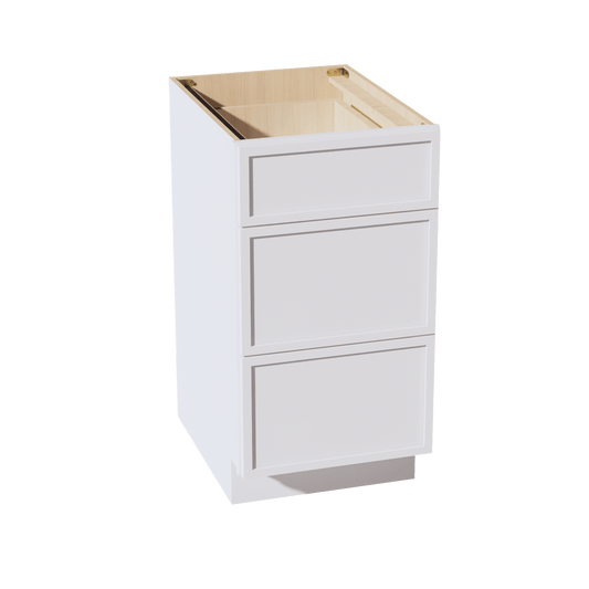 SF - DB18: Frost White Slim Shaker 18" 3 Drawers Base Cabinet - NextCabinets
