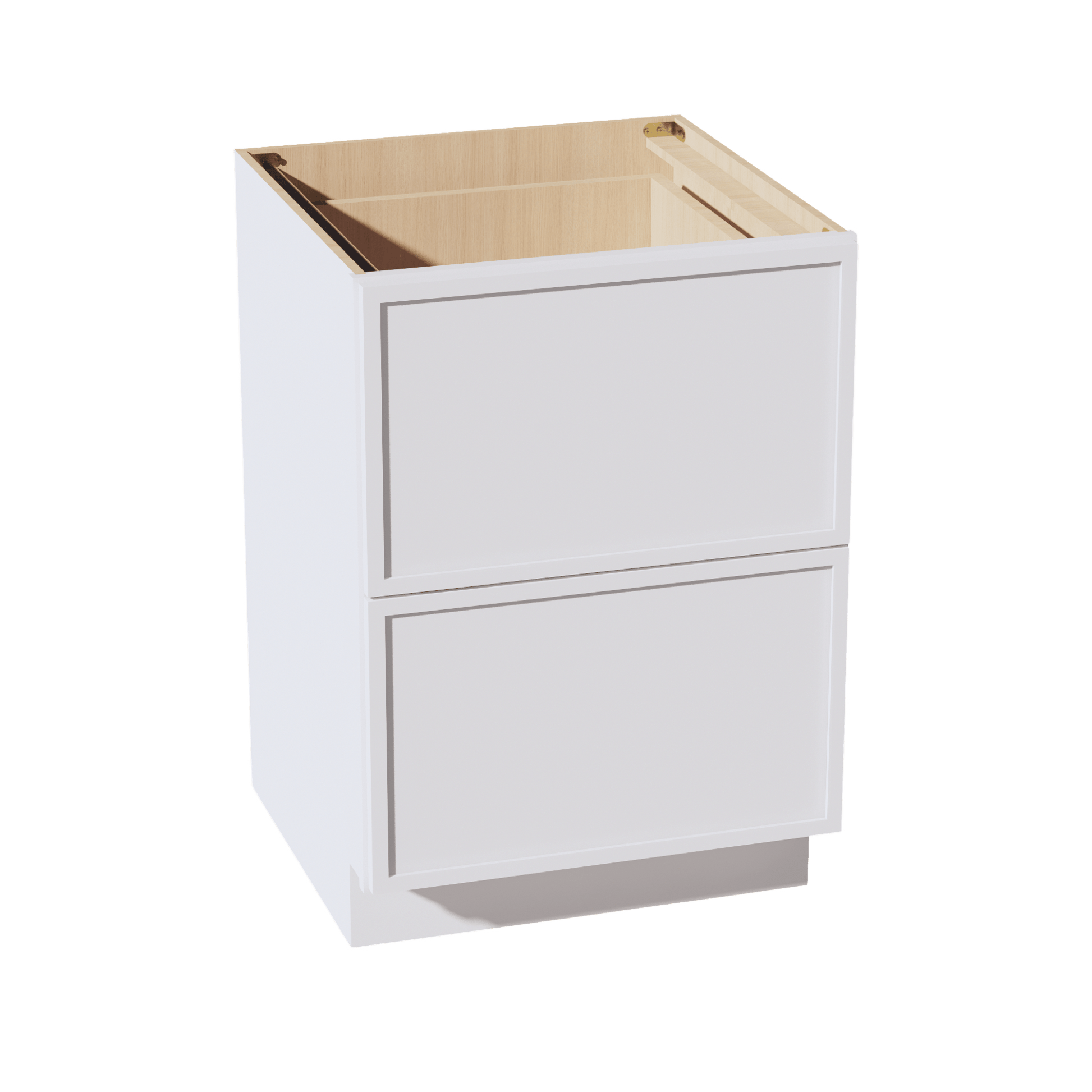 SF - DB24 - 2: Frost White Slim Shaker 24" 2 Drawers Base Cabinet - NextCabinets
