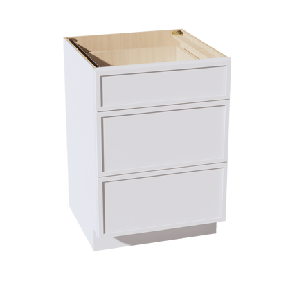 SF - DB24: Frost White Slim Shaker 24" 3 Drawers Base Cabinet - NextCabinets
