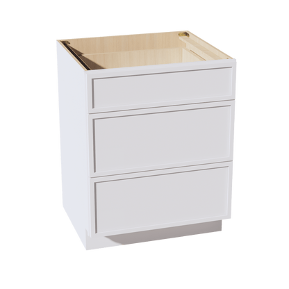 SF - DB27: Frost White Slim Shaker 27" 3 Drawers Base Cabinet - NextCabinets